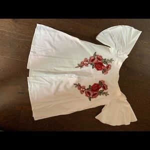 Beautiful women’s throw over dress white red rose